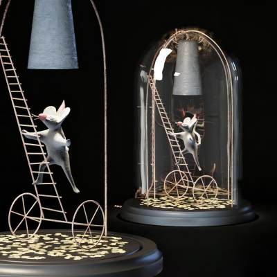 玻璃罩小老鼠个性台灯